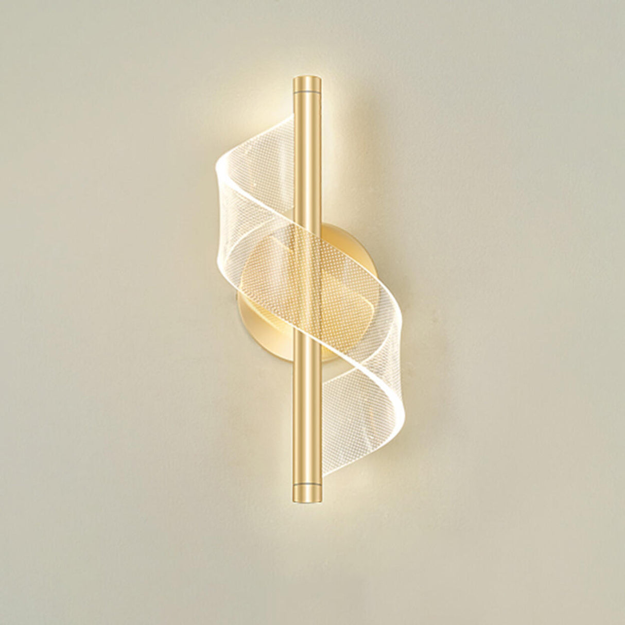 Exquisite Gold Metal Wavy LED Acrylic Wall Sconce Image - 15