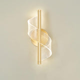 Exquisite Gold Metal Wavy LED Acrylic Wall Sconce Image - 15