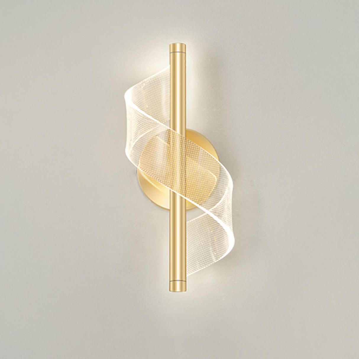 Exquisite Gold Metal Wavy LED Acrylic Wall Sconce Image - 17