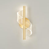 Exquisite Gold Metal Wavy LED Acrylic Wall Sconce Image - 17