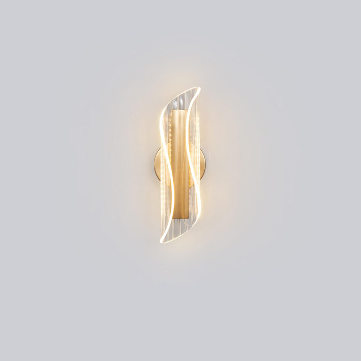 Exquisite Gold Metal Wavy LED Acrylic Wall Sconce Image - 4