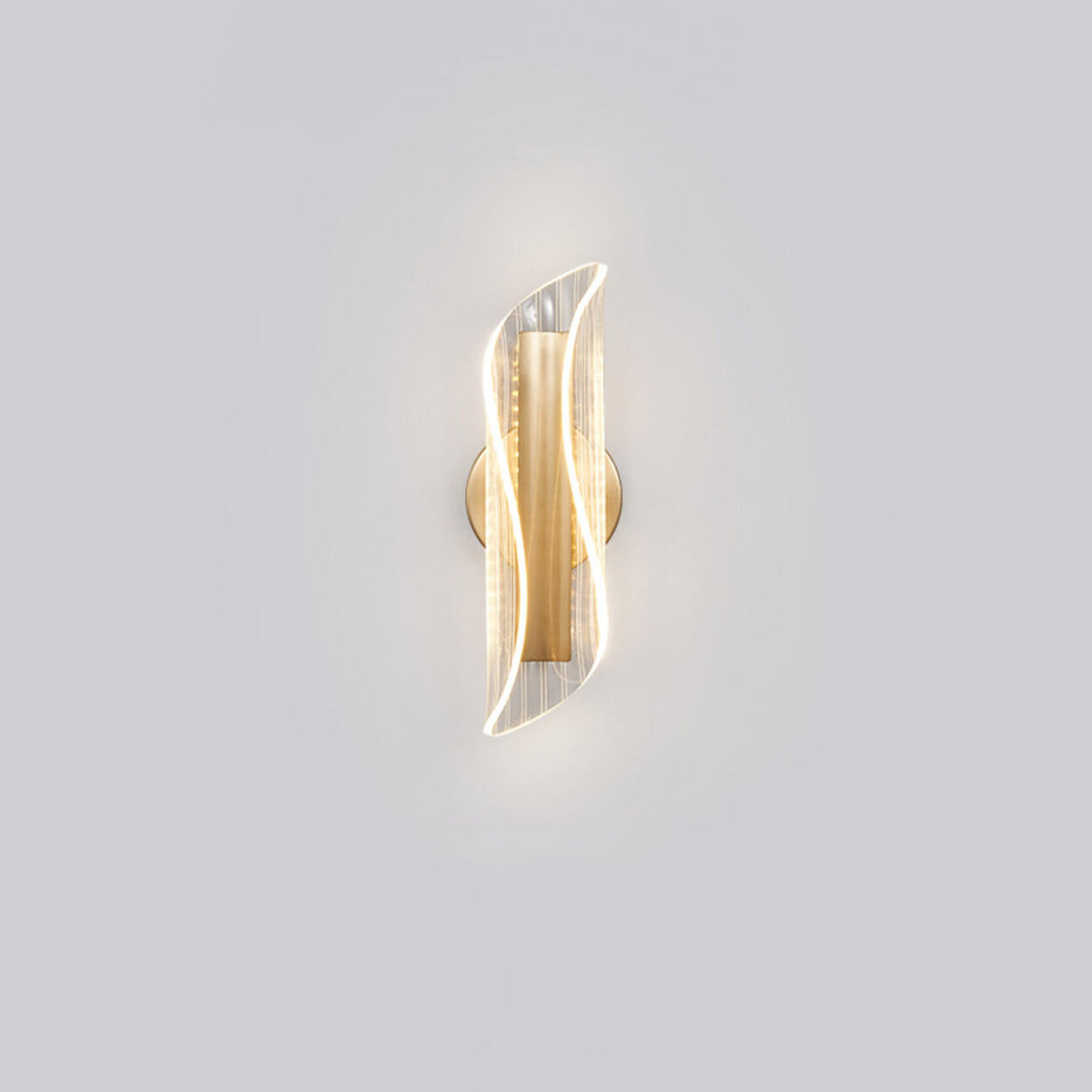 Exquisite Gold Metal Wavy LED Acrylic Wall Sconce Image - 6