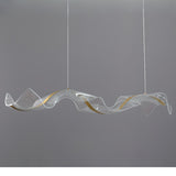 Exquisite Gold Wave LED Metal Island Pendant Light Image - 11