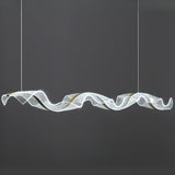 Exquisite Gold Wave LED Metal Island Pendant Light Image - 12