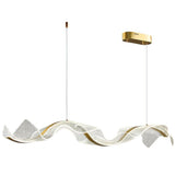 Exquisite Gold Wave LED Metal Island Pendant Light Image - 5