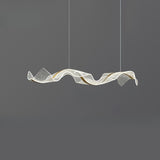 Exquisite Gold Wave LED Metal Island Pendant Light Image - 7