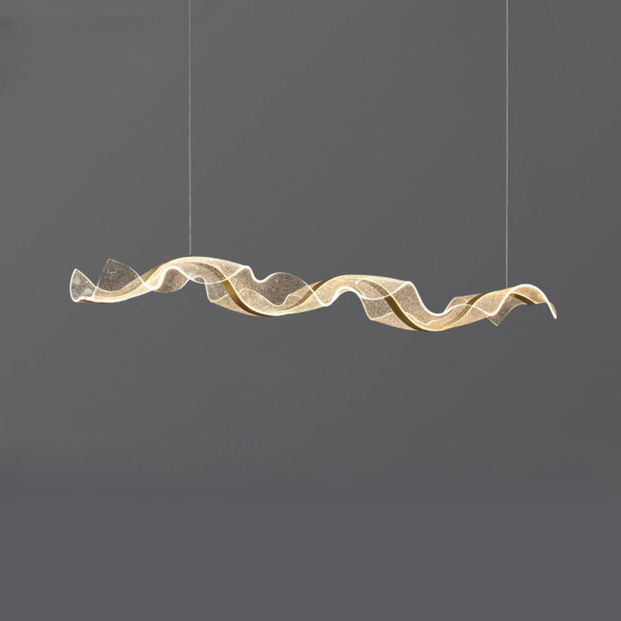 Exquisite Gold Wave LED Metal Island Pendant Light Image - 8