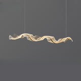 Exquisite Gold Wave LED Metal Island Pendant Light Image - 8