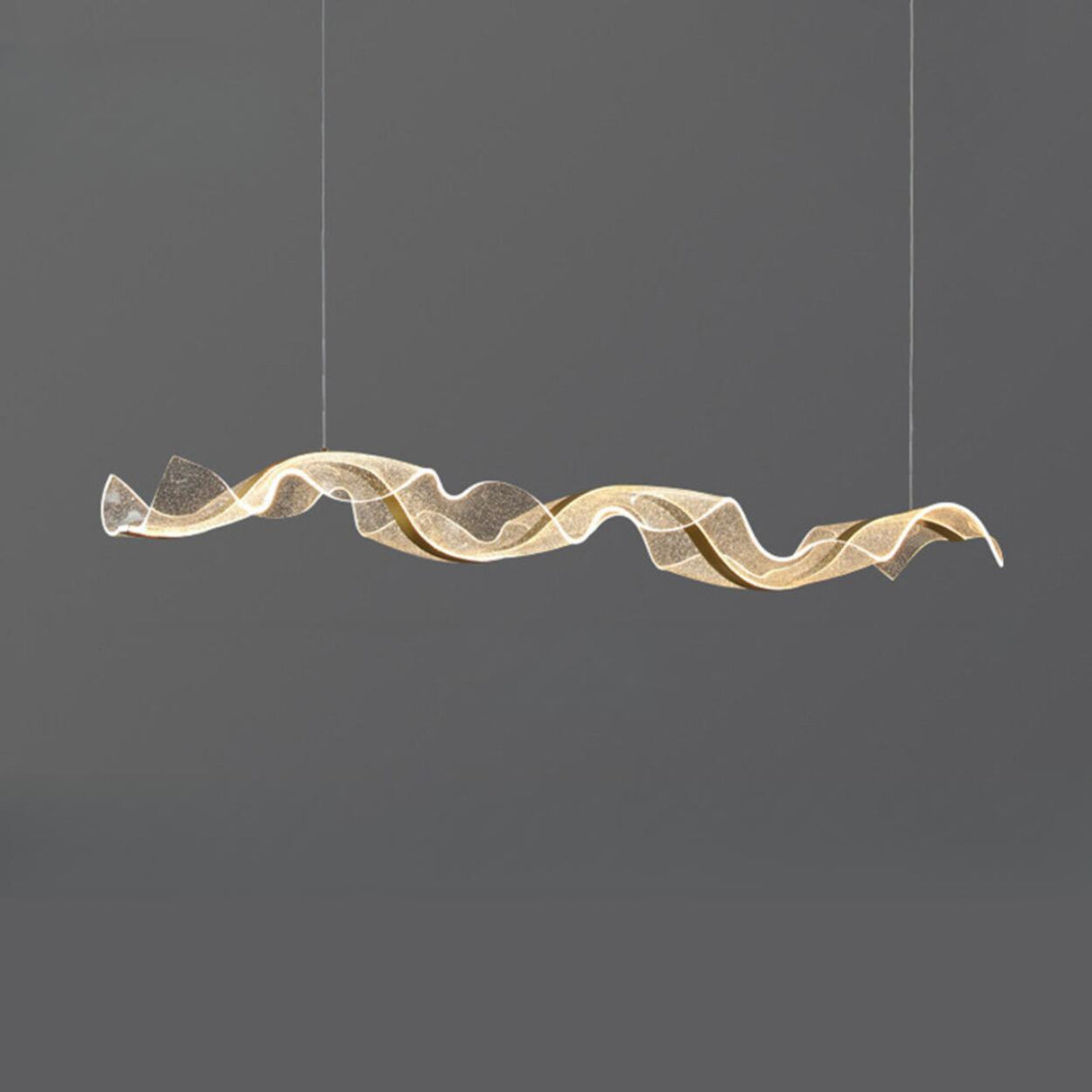 Exquisite Gold Wave LED Metal Island Pendant Light Image - 9