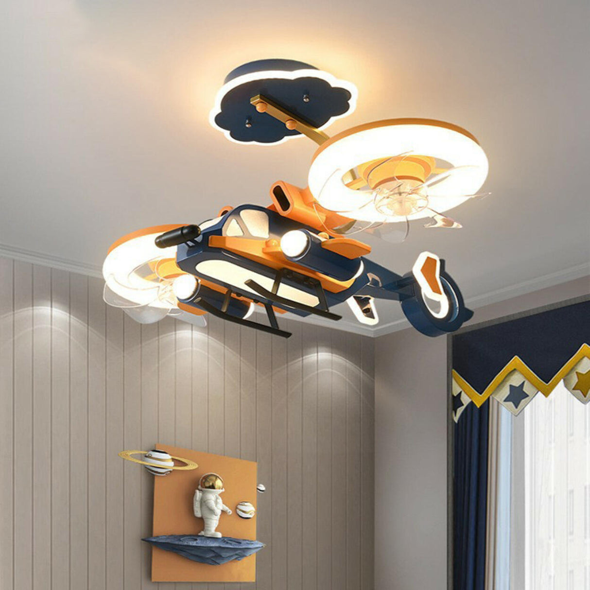 Exquisite Kids Room Airplane Ceiling Fan with LED Light Image - 1