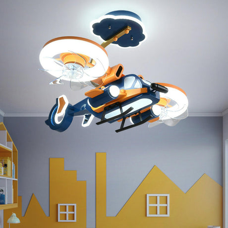 Exquisite Kids Room Airplane Ceiling Fan with LED Light Image - 2