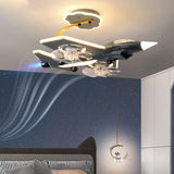 Exquisite Kids Room Grey Airplane Ceiling Fan Light Image - 1