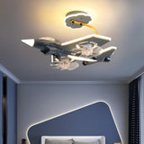 Exquisite Kids Room Grey Airplane Ceiling Fan Light Image - 2