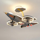 Exquisite Kids Room Grey Airplane Ceiling Fan Light Image - 8