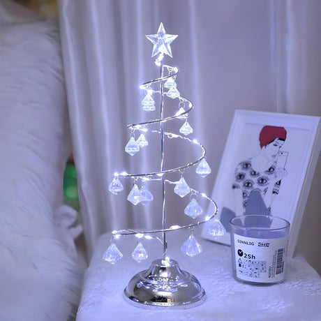 Exquisite Modern Silver Christmas Tree LED Table Lamp Image - 1