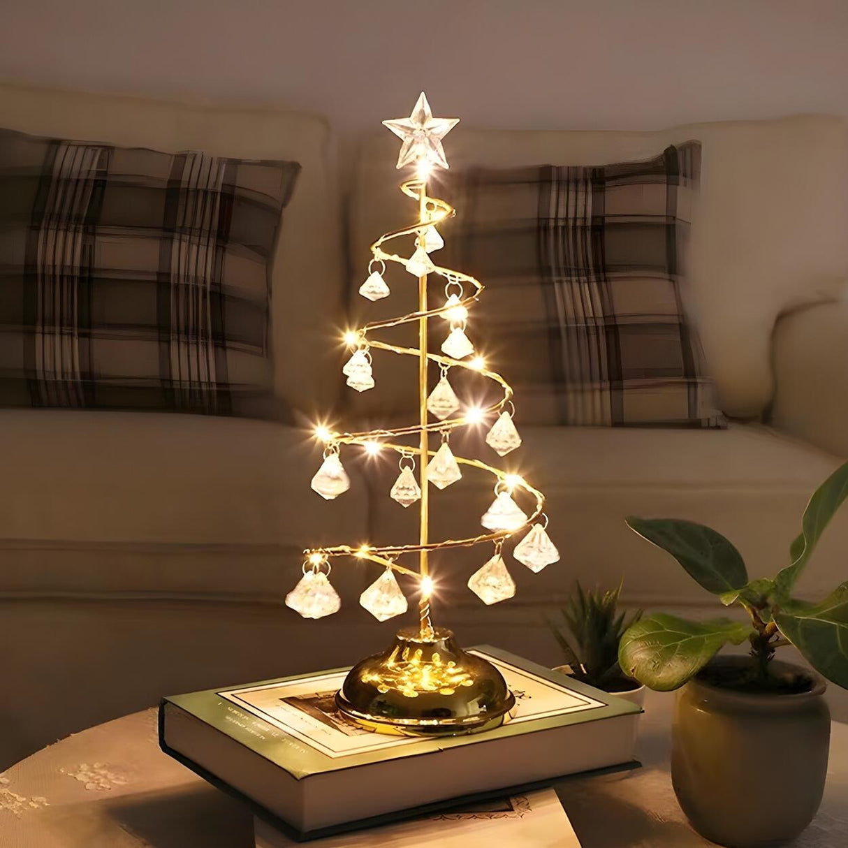 Exquisite Modern Silver Christmas Tree LED Table Lamp Image - 6