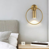 Exquisite Rotating Gold Cylinder Bedroom Wall Sconce Image - 1