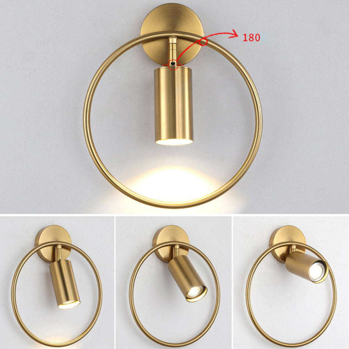 Exquisite Rotating Gold Cylinder Bedroom Wall Sconce Image - 10