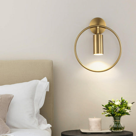 Exquisite Rotating Gold Cylinder Bedroom Wall Sconce Image - 2