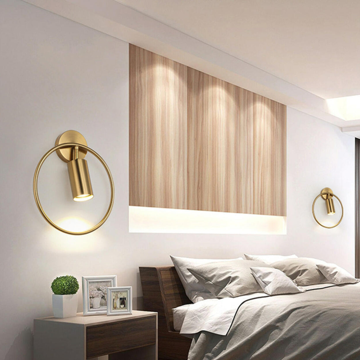 Exquisite Rotating Gold Cylinder Bedroom Wall Sconce Image - 4