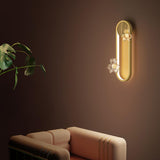 Exquisite White Flower and Oval Metal Wall Sconce Image - 14