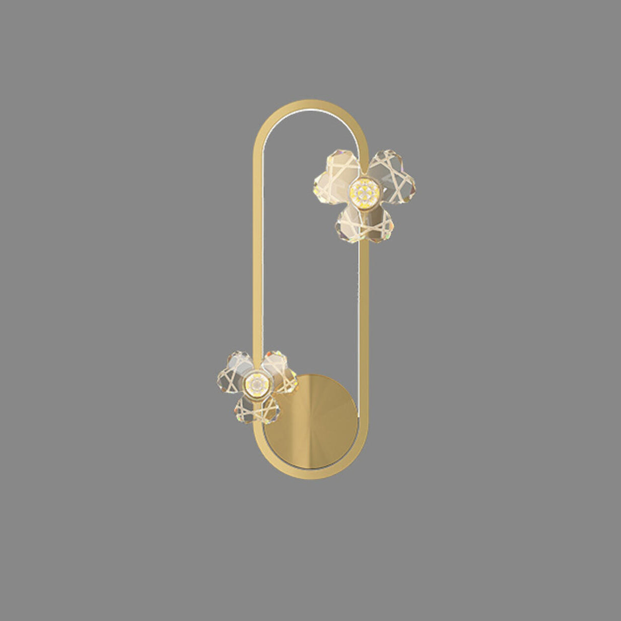 Exquisite White Flower and Oval Metal Wall Sconce Image - 5