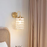 Exquisite White Shell Cylinder Bedside Wall Light Image - 1