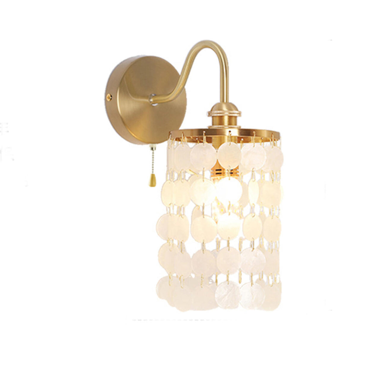 Exquisite White Shell Cylinder Bedside Wall Light Image - 5