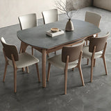 Extendable Modern Round Stone Dining Table Ash Wood Legs Image - 5