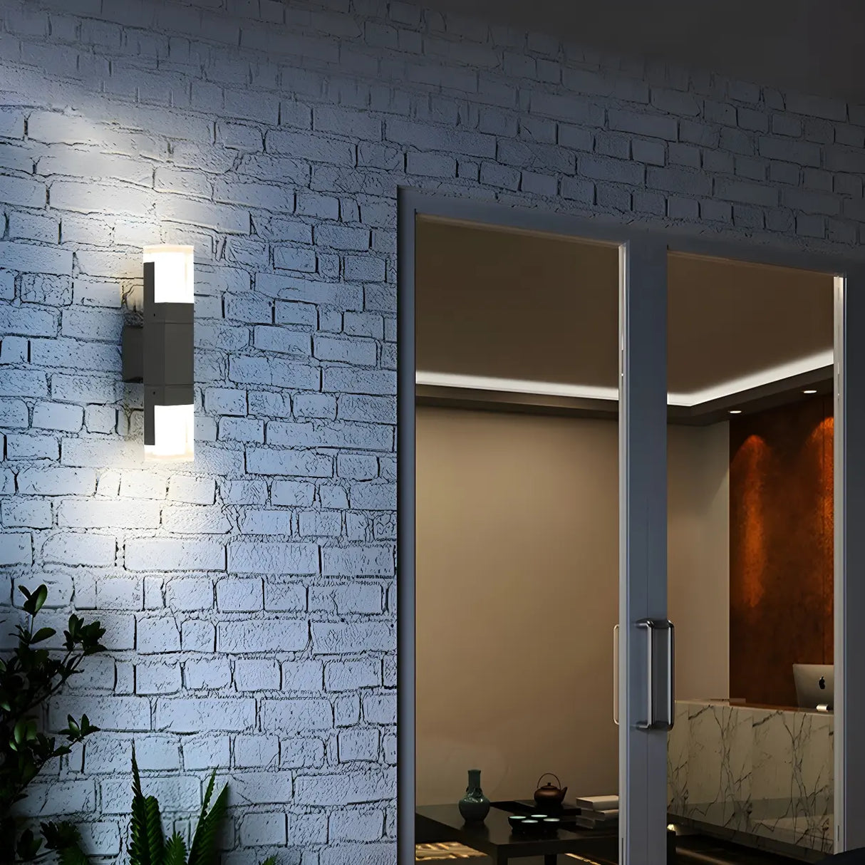 Exterior Black Modern Geometric Metal LED Wall Light Image - 14