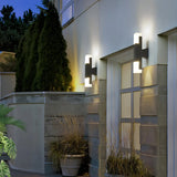 Exterior Black Modern Geometric Metal LED Wall Light Image - 4