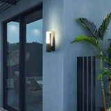 Exterior Black Modern Geometric Metal LED Wall Light Image - 8