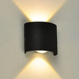 Exterior Metal Cylinder Black LED Up Down Wall Sconce Image - 11