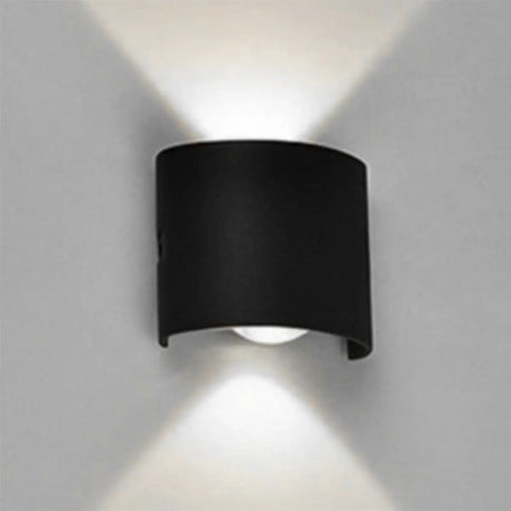 Exterior Metal Cylinder Black LED Up Down Wall Sconce Image - 2