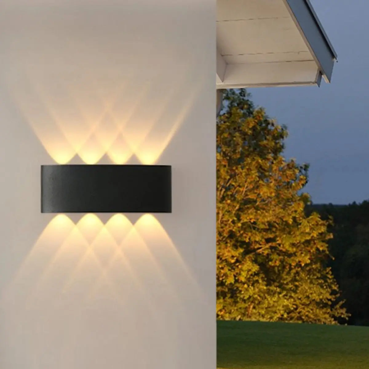 Exterior Metal Cylinder Black LED Up Down Wall Sconce Image - 7