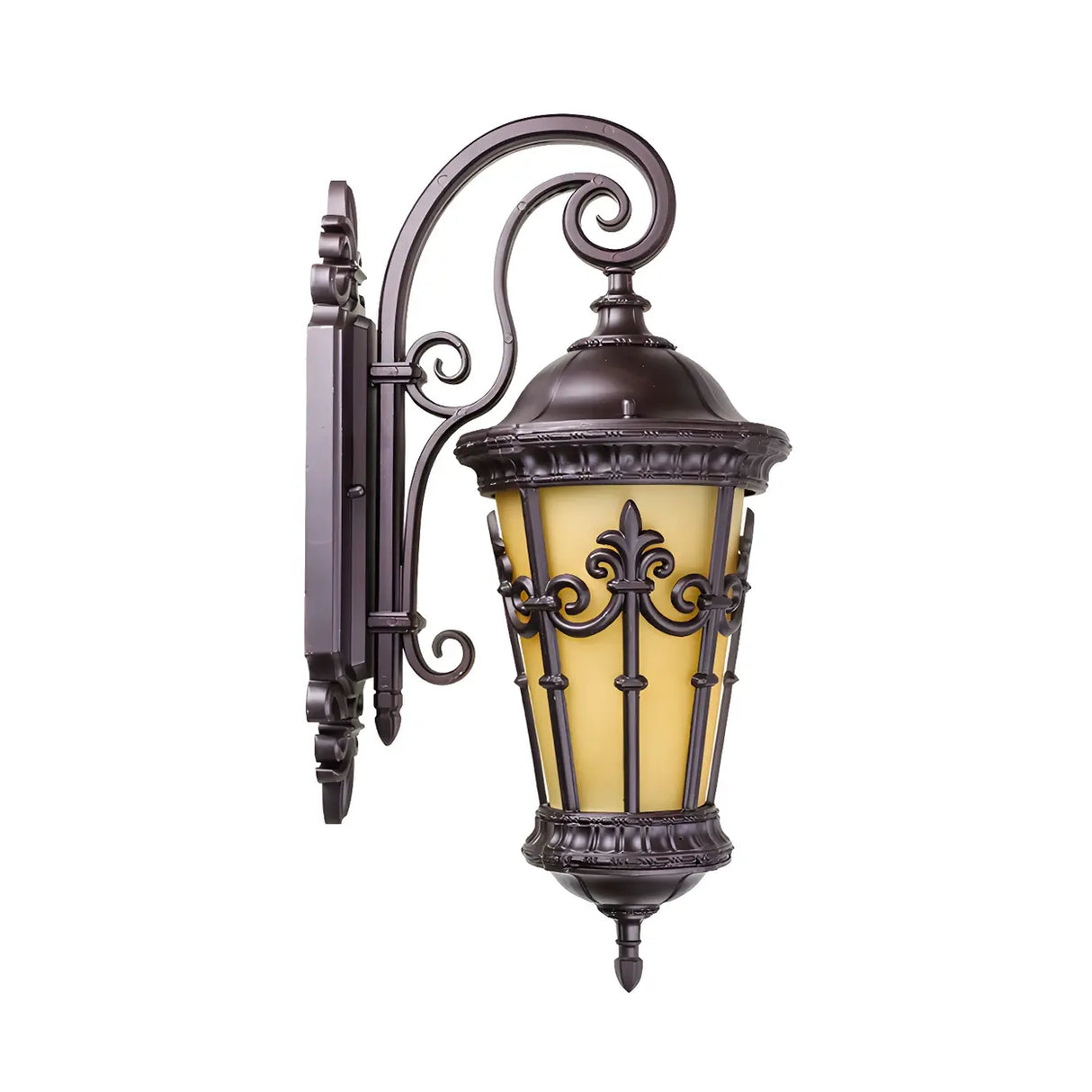 Exterior Rustic Lantern Glass Coffee LED Wall Light Image - 3