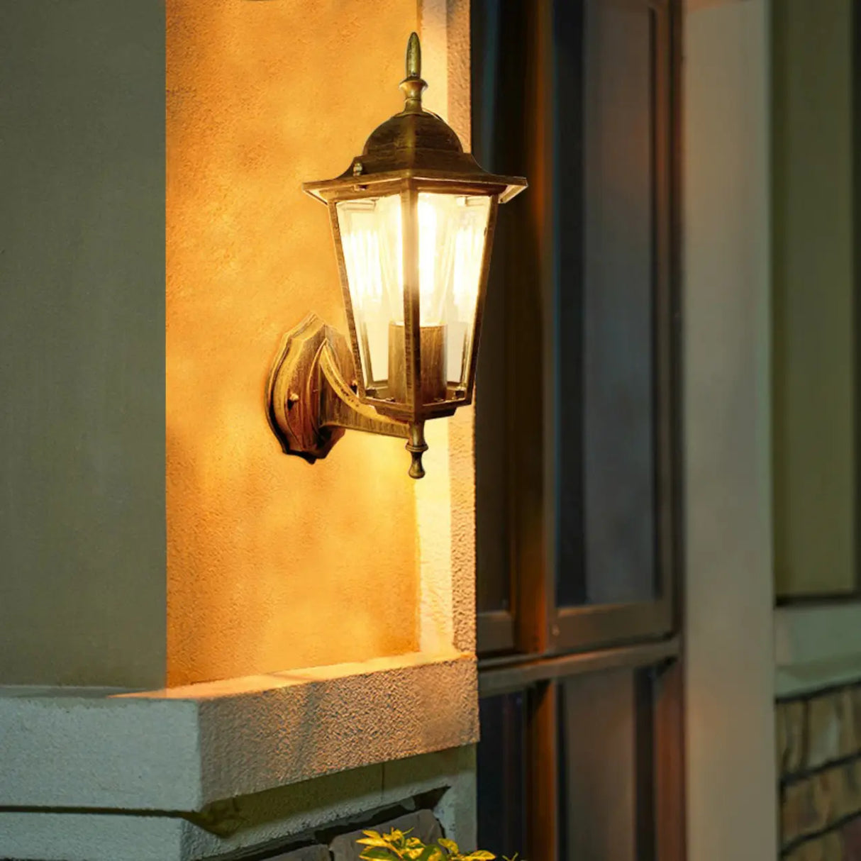 External Bronze Mini Vintage Lantern Metal Wall Lamp Image - 3