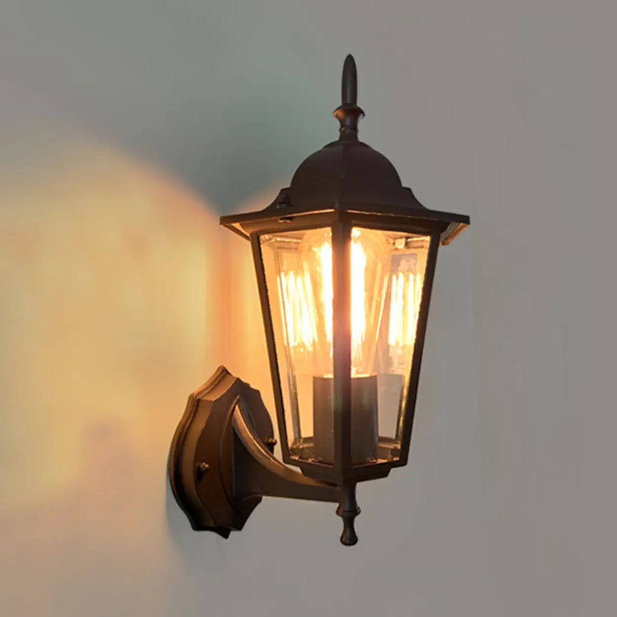 External Bronze Mini Vintage Lantern Metal Wall Lamp Image - 8