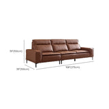 Extra Long Full Grain Cow Leather Biscuit Back Sofa #size