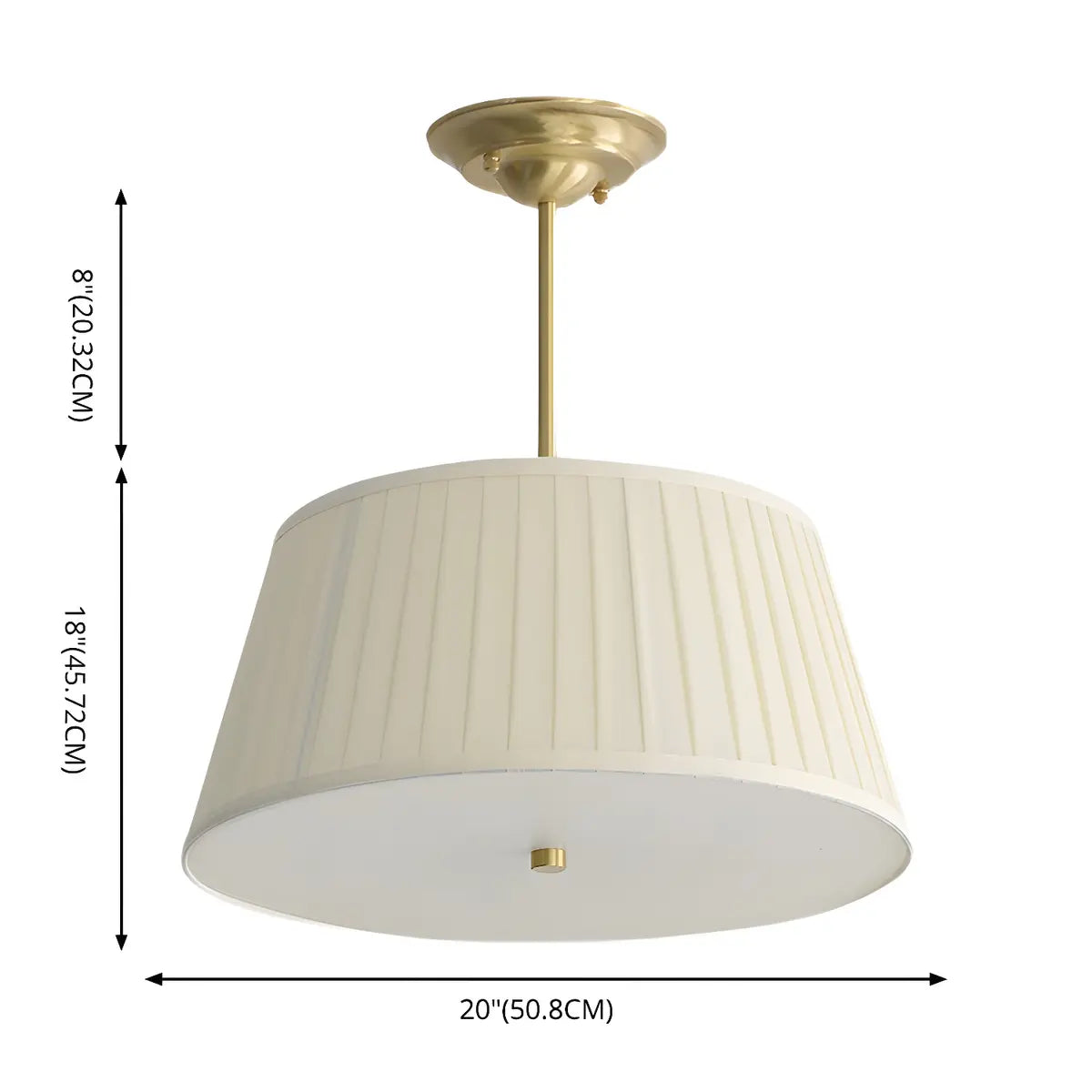 Fabric Beige Bedroom Downrod Drum Chandelier Lighting 