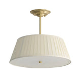 Fabric Beige Bedroom Downrod Drum Chandelier Lighting Image - 7