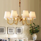 Fabric Drum Gold Elegant Large Fabric 8-Bulb Chandelier Image - 1