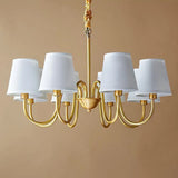 Fabric Drum Gold Elegant Large Fabric 8-Bulb Chandelier Image - 10