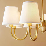 Fabric Drum Gold Elegant Large Fabric 8-Bulb Chandelier Image - 12