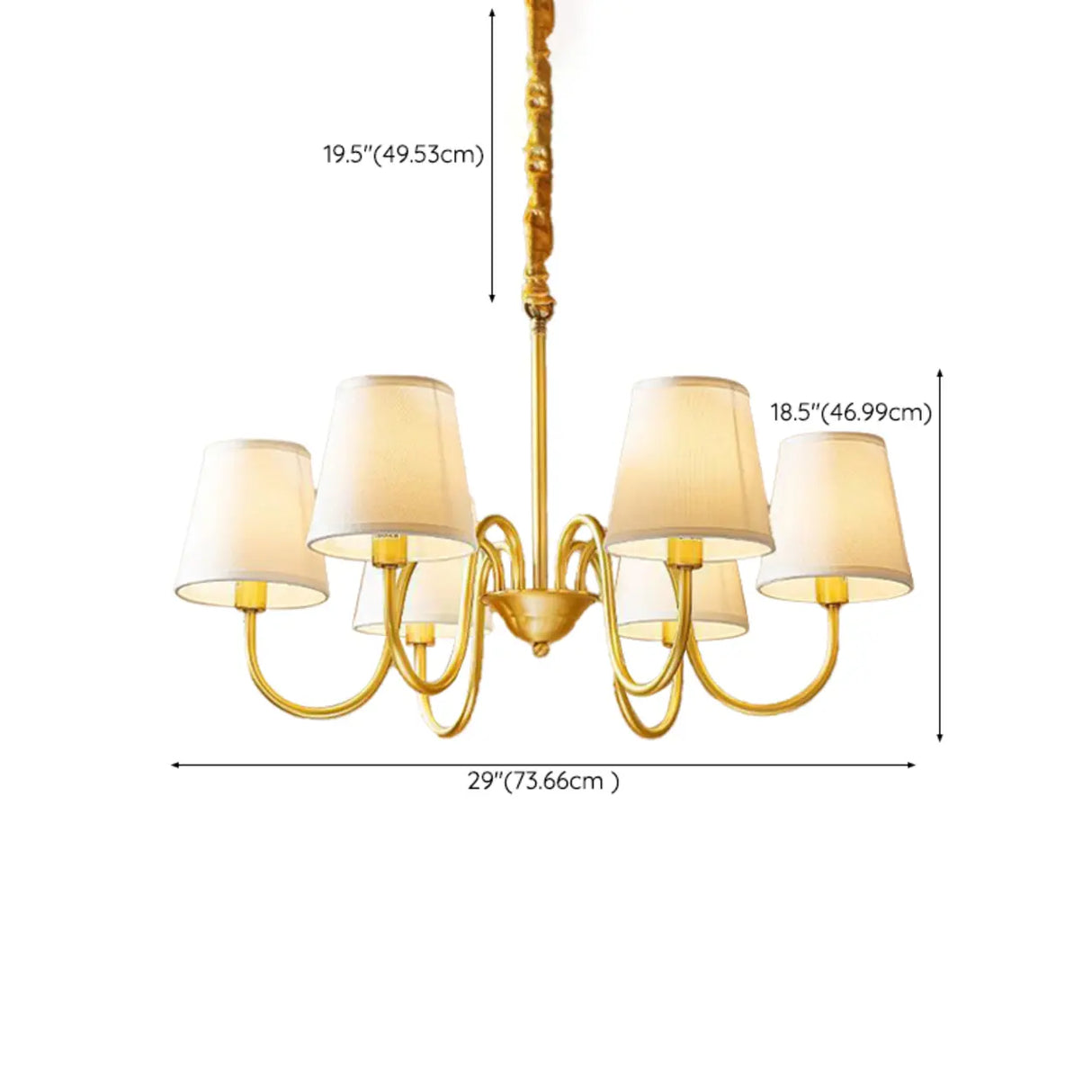 Fabric Drum Gold Elegant Large Fabric 8-Bulb Chandelier 