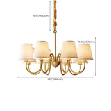 Fabric Drum Gold Elegant Large Fabric 8-Bulb Chandelier Image - 20