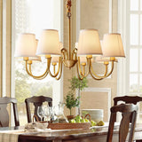 Fabric Drum Gold Elegant Large Fabric 8-Bulb Chandelier Image - 6