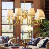 Fabric Drum Gold Elegant Large Fabric 8-Bulb Chandelier Image - 7