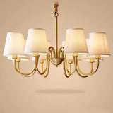 Fabric Drum Gold Elegant Large Fabric 8-Bulb Chandelier Image - 9