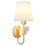 Fabric Shade Bedroom Cylinder Plug-in Wall Lamp Image - 10